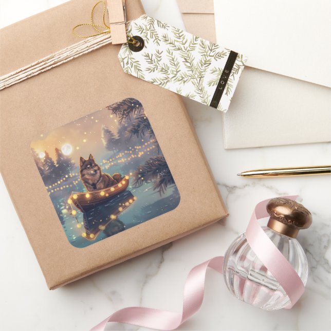 Adesivo Quadrado Viagem Festiva do Lapphund, na Finlândia (Presentear)