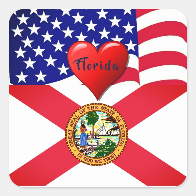 Adesivo Quadrado Viagem Florida Love Sticker (Frente)