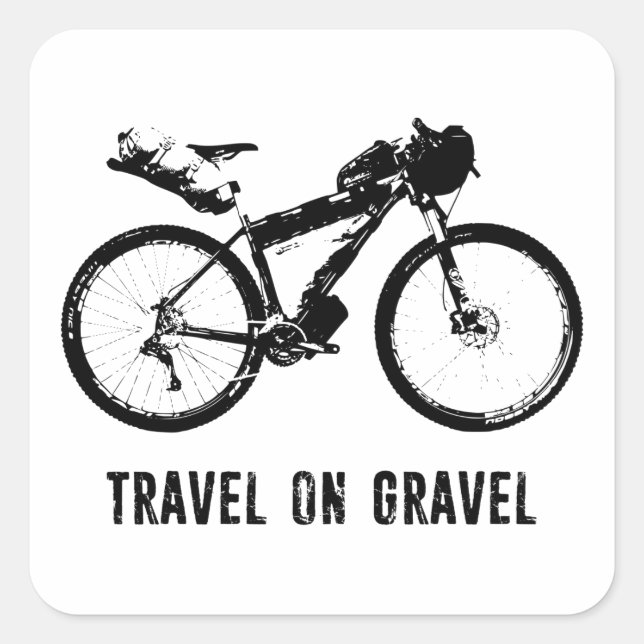 Adesivo Quadrado Viagem no Gravel Bikepacking (Frente)
