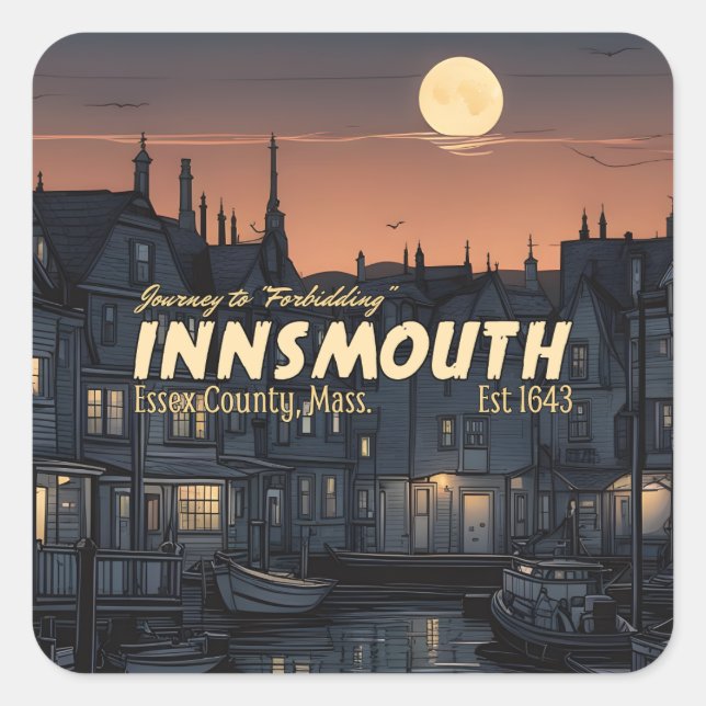 Adesivo Quadrado Viagem para Innsmouth (Frente)