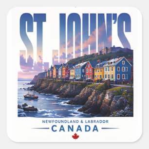Adesivo Quadrado Viagem para St Johns Terra Nova Cidade Costeira Co