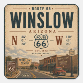 Adesivo Quadrado Viagem pela Estrada Americana Antiga de Winslow