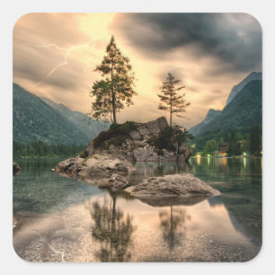 Adesivo Quadrado Viagens naturais - Paisagem das montanhas hídricas