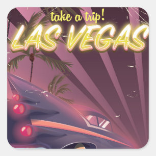 Adesivo Quadrado Viagens vintage de poster automática de Las Vegas