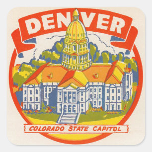 ADESIVO QUADRADO VIAGENS VINTAGE - DENVER