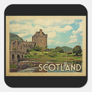 Adesivo Quadrado Viagens vintage do Castelo da Escócia