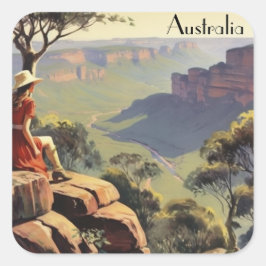 Adesivo Quadrado Viagens vintage Poster Austrália, personalizável