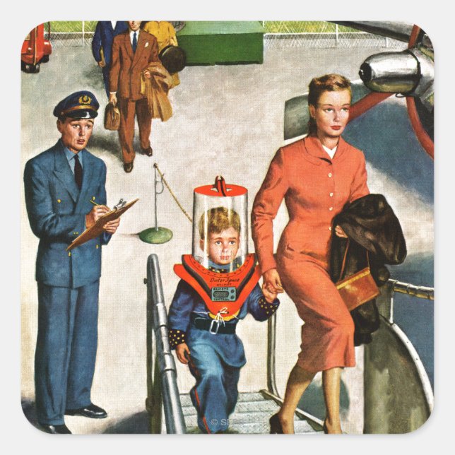 Adesivo Quadrado Viajante de Espaço (Frente)