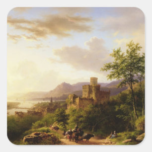 Adesivo Quadrado Viajantes em um caminho em um extenso banco de dad