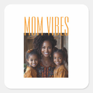 Adesivo Quadrado Vibes de Mãe foto personalizada