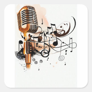 Adesivo Quadrado Vibes de Música Minimalistas - Esquema do Lápis Pr