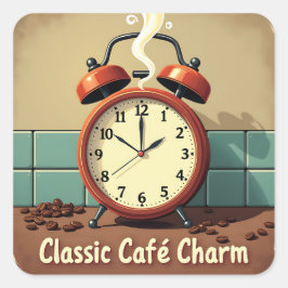 Adesivo Quadrado Víblias Bonitas: Coleção de Vinhetas de Café