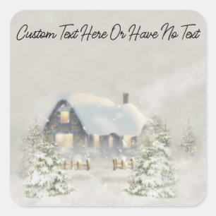 Adesivo Quadrado Víblias da Floresta Russa do Natal Cozy