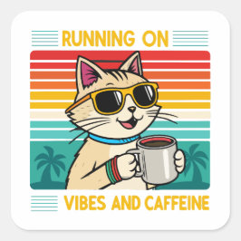 Adesivo Quadrado Víblias de café retrô - Furioso lover de cafeína