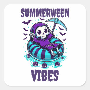 Adesivo Quadrado Vibrações de Summerween – Ceifador Relaxado
