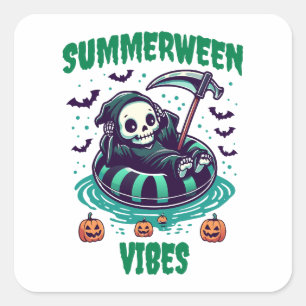 Adesivo Quadrado Vibrações de Summerween – Ceifador Relaxado