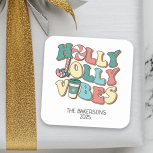 Adesivo Quadrado  Vibrações Natalinas Retro de Natal 