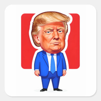 Adesivo Quadrado Vibrant Pop‑Art Trump Caricature
