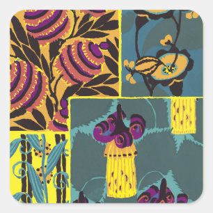 Adesivo Quadrado Vibrante Estilo Maximalista com Estampa Floral Rox