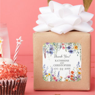 Adesivo Quadrado Vibrantes Flores Silvestres Casamento Elegante Obr