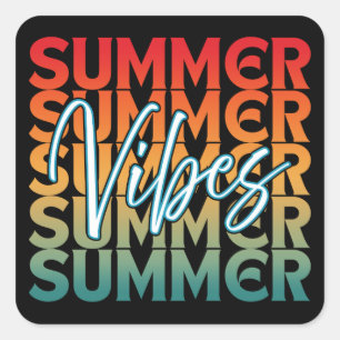 ADESIVO QUADRADO VÍBULOS DE VERÃO VACAÇÃO DA FAMÍLIA DE PRAIAS