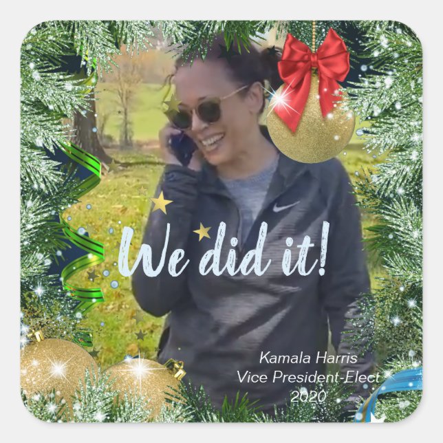Adesivo Quadrado Vice-Presidente Eleito Kamala Harris: Conseguimos! (Frente)