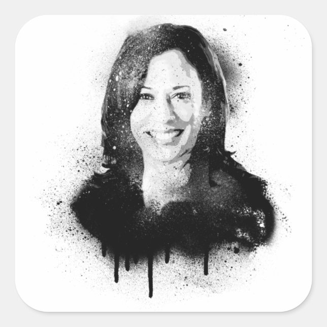 Adesivo Quadrado Vice-Presidente Kamala Harris Grafite Portrait (Frente)
