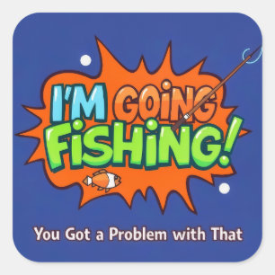Adesivo Quadrado Viciado em Diversão: A Aventura de Pesca Final!