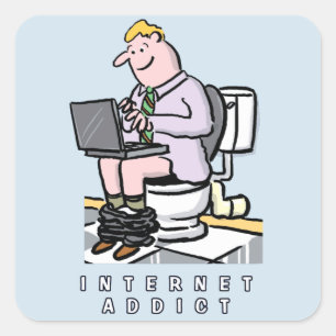 Adesivo Quadrado Vício de computadores, Internet e Mídia Social