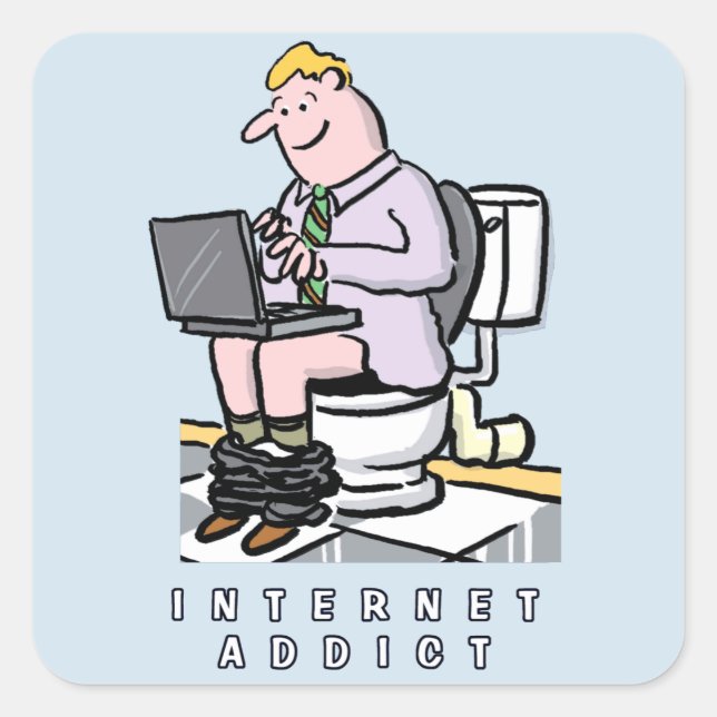 Adesivo Quadrado Vício de computadores, Internet e Mídia Social (Frente)