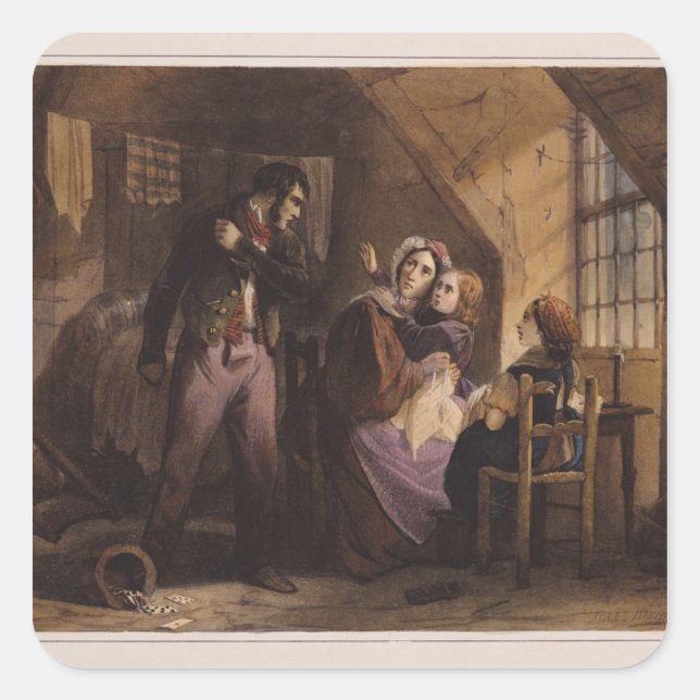 Adesivo Quadrado Vício e virtude: Miséria (Frente)