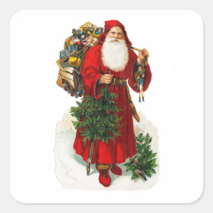Adesivo Quadrado Victorian Papai Noel