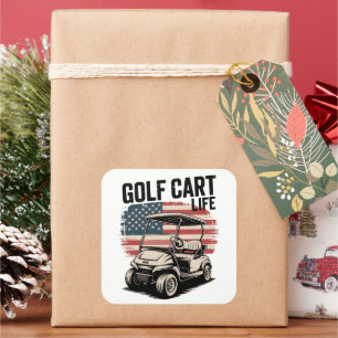 Adesivo Quadrado Vida de Carrinho de Golfe Marido Jogador de Golfe 