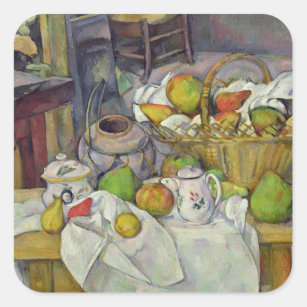 Adesivo Quadrado Vida de Paul Cezanne   ainda com cesta, 1888-90