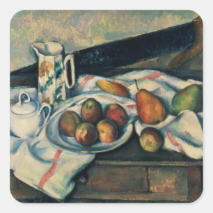 Adesivo Quadrado Vida de Paul Cezanne ainda dos pêssegos e das