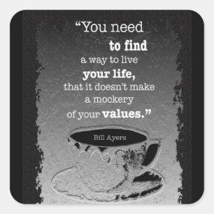 Adesivo Quadrado Vida e Valores, citação do existencialismo ilustra
