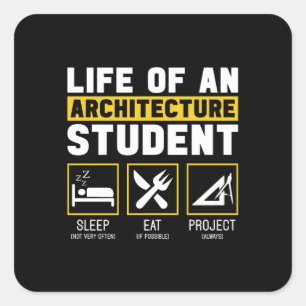 Adesivo Quadrado Vida Em Um Trabalho De Arquiteto De Estudantes De 
