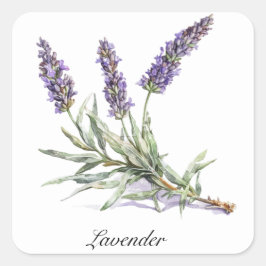 Adesivo Quadrado Vida Herbal: Lavanda, personalizável