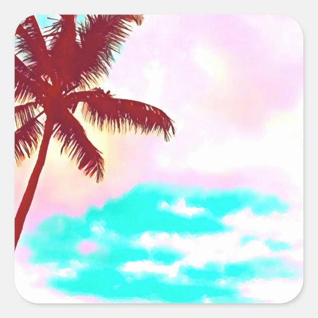 Adesivo Quadrado Vida nas Ilhas Tropicais das Palm Trees (Frente)