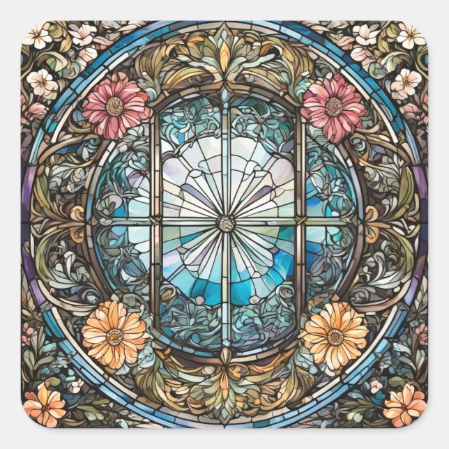 Adesivo Quadrado Vidro achatado Abstrato Art (Frente)