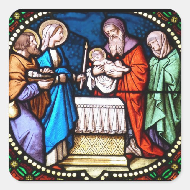 Adesivo Quadrado Vidro congelado Vinheta de Natal do Cristo Jesus (Frente)