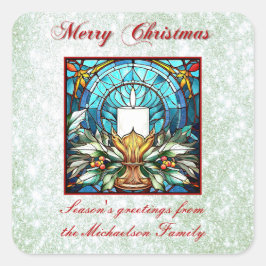 Adesivo Quadrado Vidro De Vidro Manchado Vela Holly Green Glitter