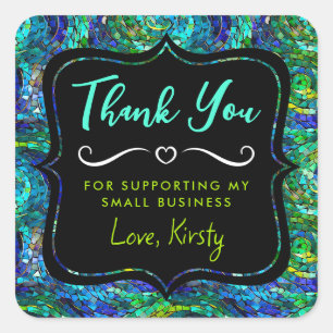 Adesivo Quadrado Vidro do mosaico verde-azul de tonalidade Pequena 