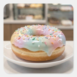 Adesivo Quadrado Vidro Pastel Caprichoso Glaze Donut Brilhante  