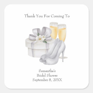 Adesivo Quadrado Vidros de champanhe Brides Calçados Favor do Chá d