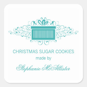 Adesivo Quadrado Vidros de Natal Presentes Vinhetas De Banho, Aqua