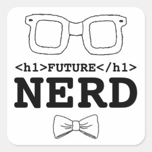 Adesivo Quadrado Vidros do Nerd do Clipart do Nerd Futuro