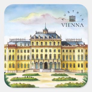 Adesivo Quadrado Viena Áustria Aquarela Cidade Memória de Viagem