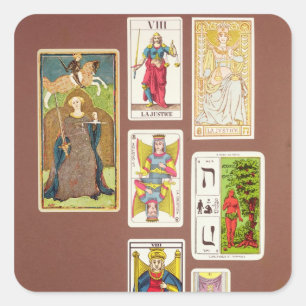 Adesivo Quadrado VIII justiça, sete cartões de tarot