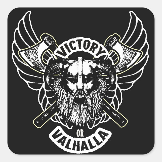 Adesivo Quadrado Viking - Victory ou Valhalla Stickers (Frente)